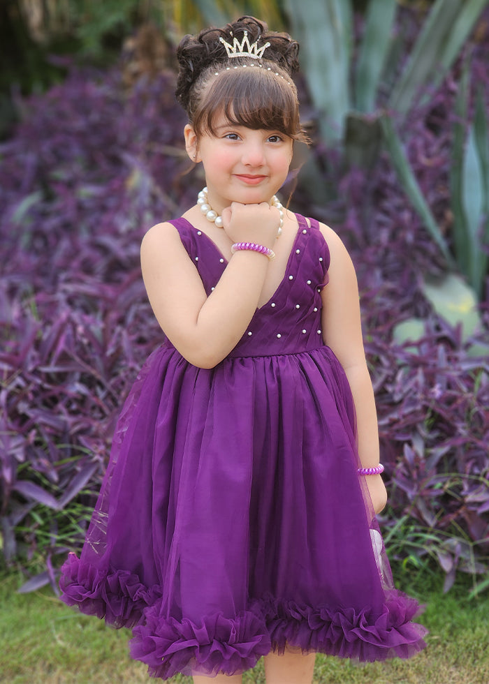 Modest - Violet - Net - 1 Piece Frock