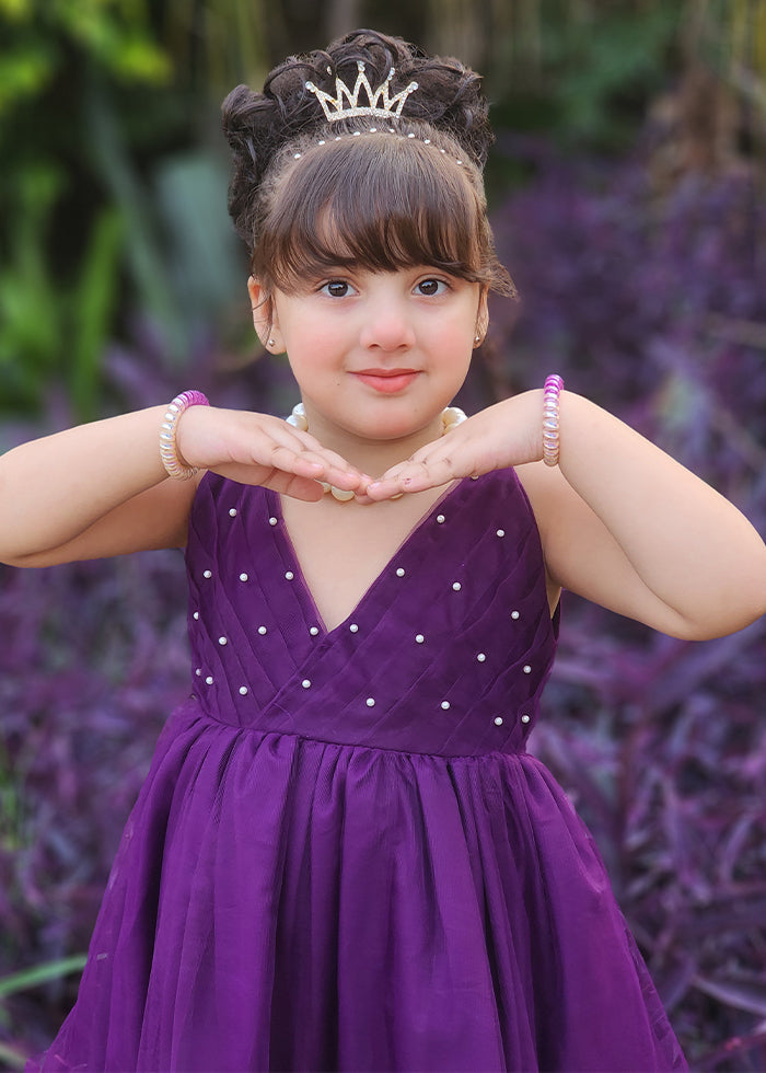 Modest - Violet - Net - 1 Piece Frock