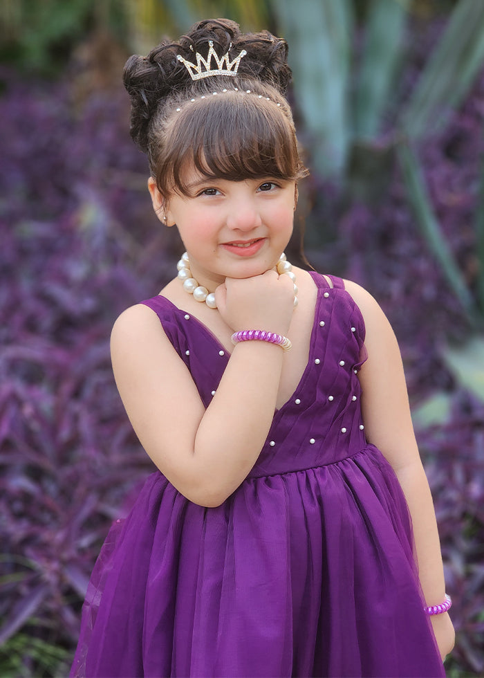 Modest - Violet - Net - 1 Piece Frock