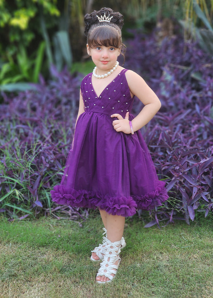 Modest - Violet - Net - 1 Piece Frock