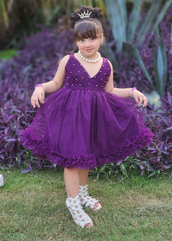 Modest - Violet - Net - 1 Piece Frock