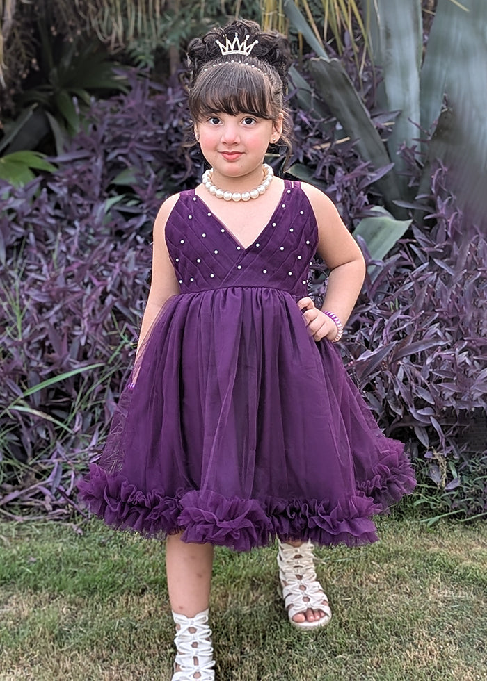 Modest - Violet - Net - 1 Piece Frock