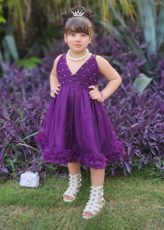 Modest - Violet - Net - 1 Piece Frock