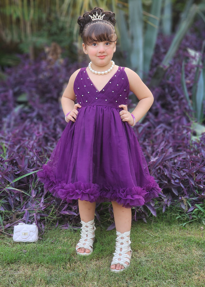Modest - Violet - Net - 1 Piece Frock