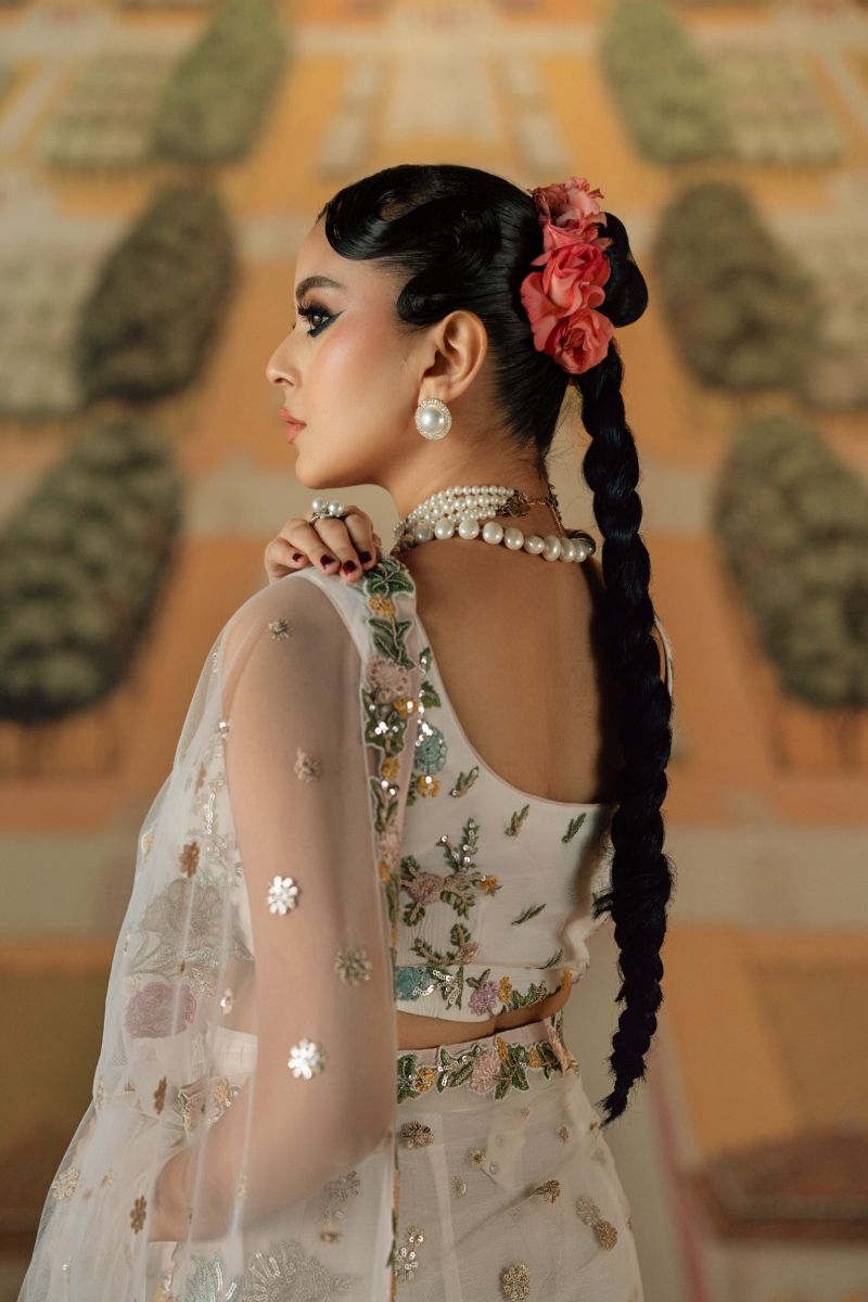 Fozia Khalid - Mu dikhai - Net - Off-white - 3 Piece
