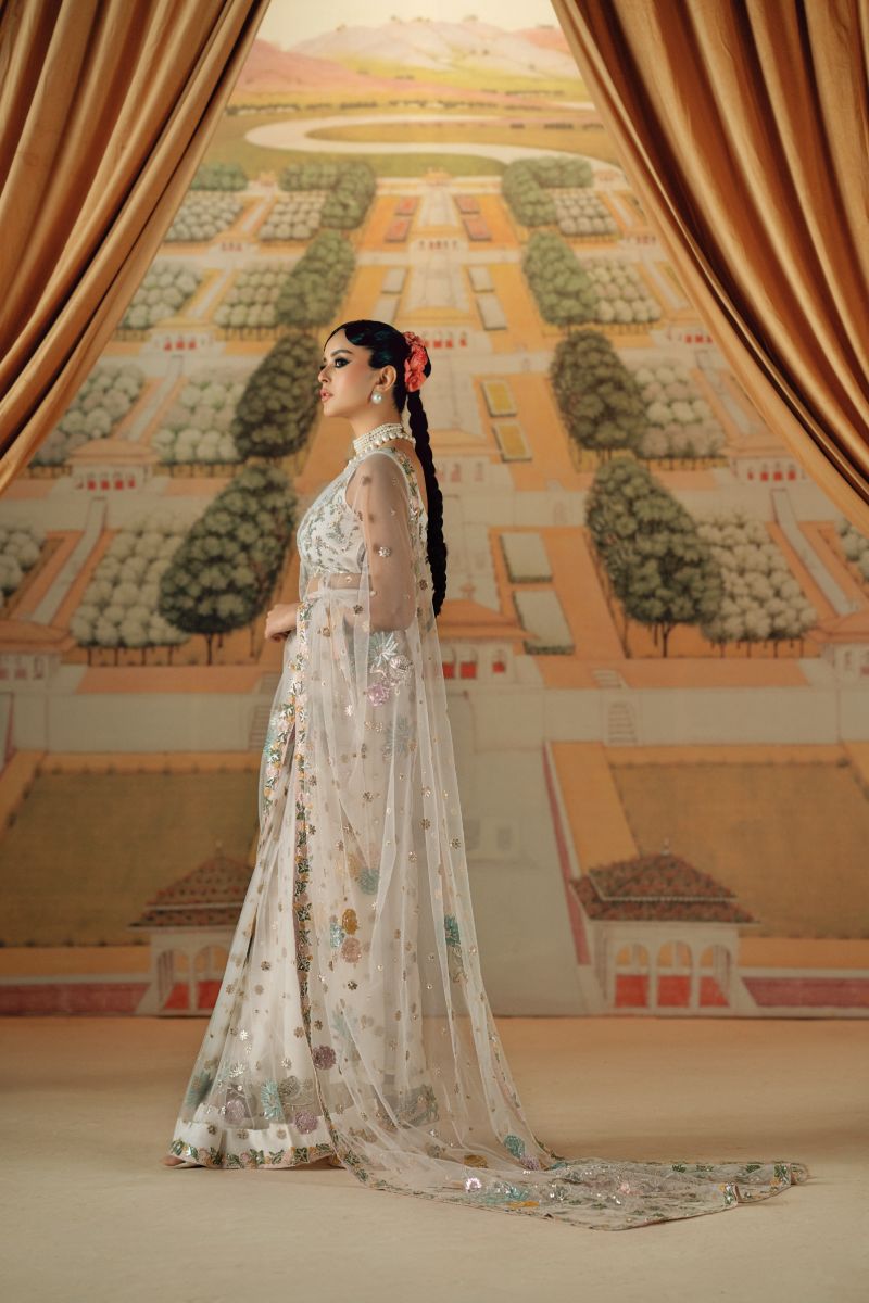 Fozia Khalid - Mu dikhai - Net - Off-white - 3 Piece