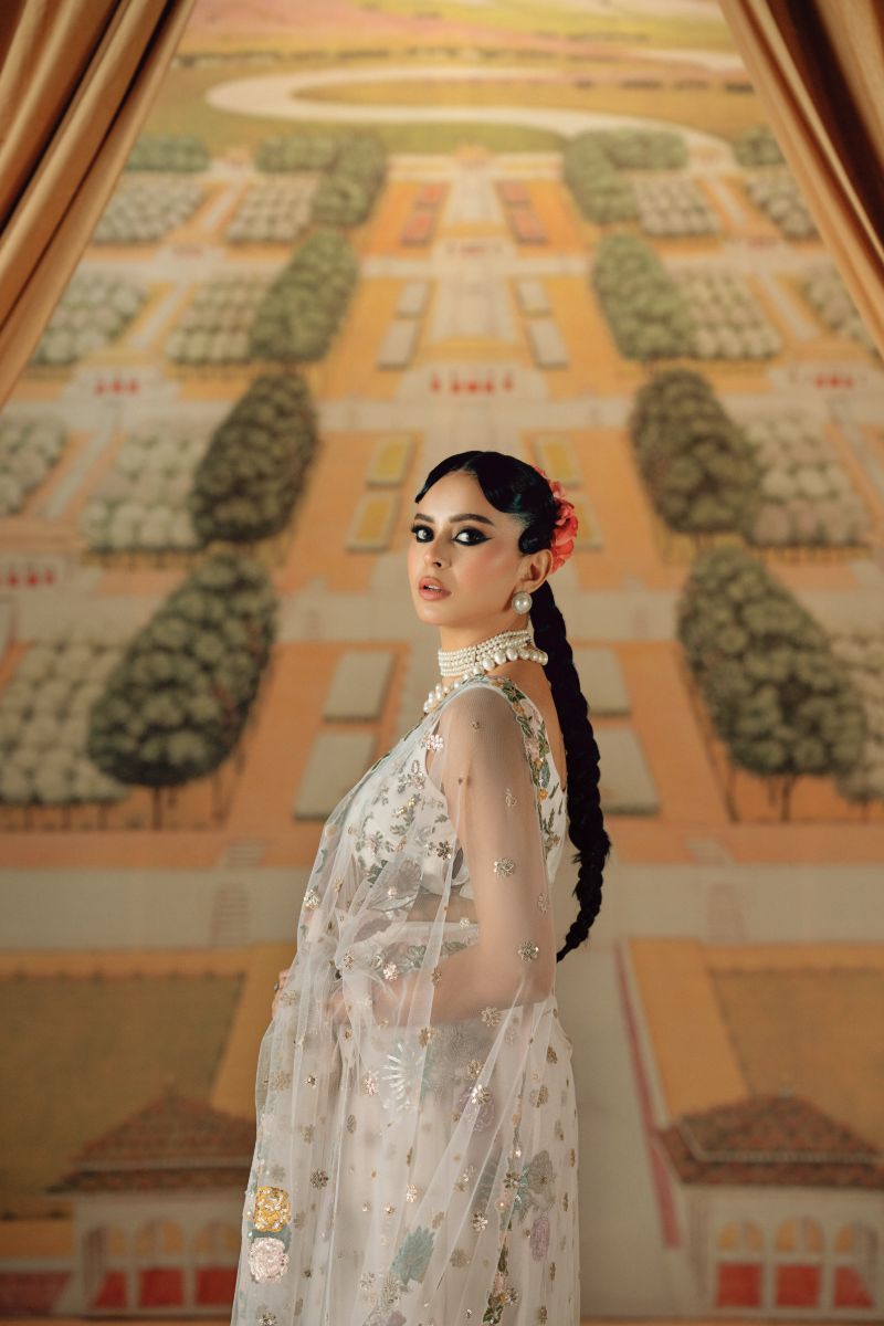 Fozia Khalid - Mu dikhai - Net - Off-white - 3 Piece