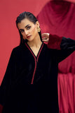 Fozia Khalid - SOFIA -Vevet - Maroon & Black - 2 Piece - Studio by TCS