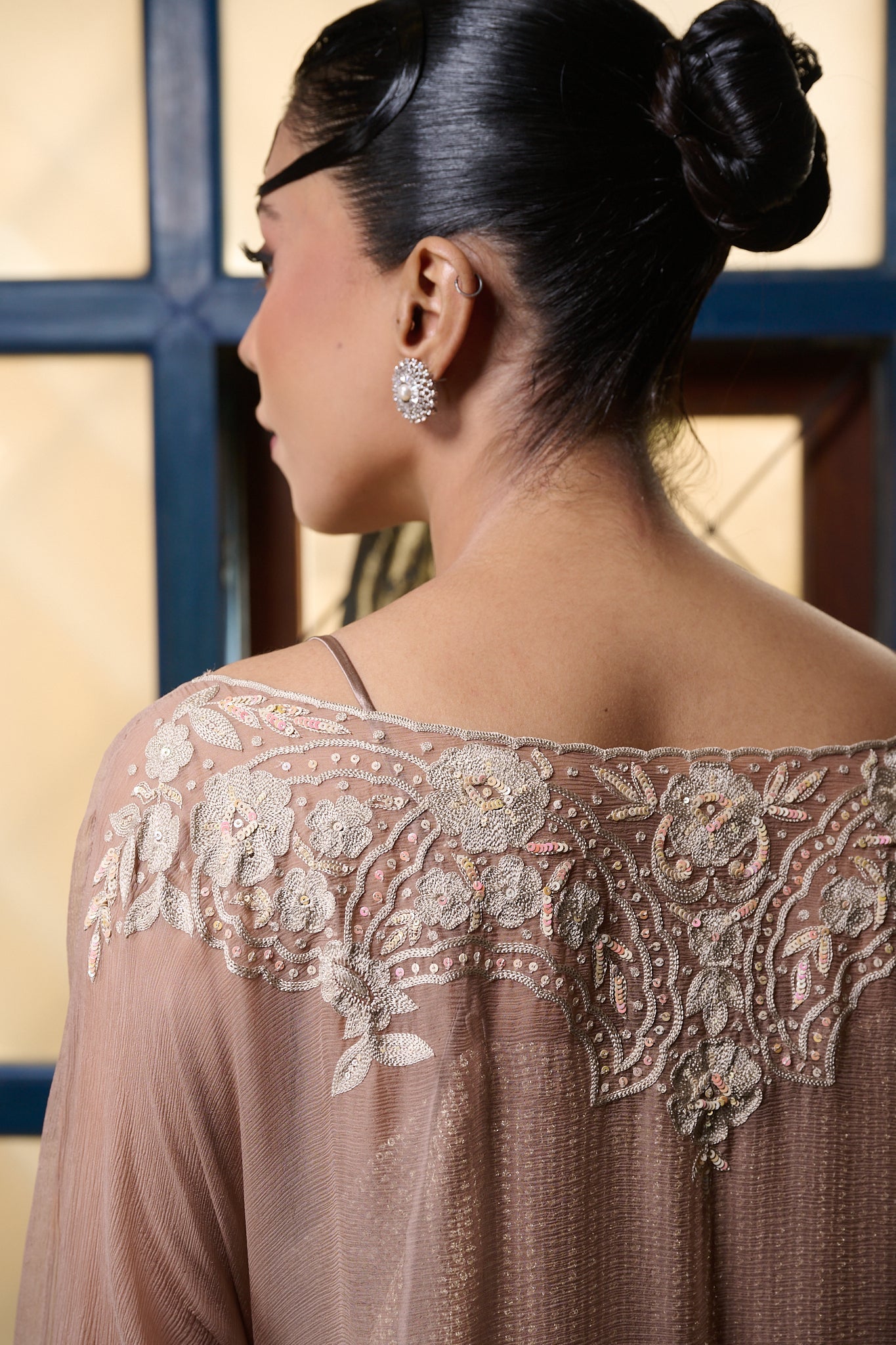 Maheem Khan - Venetian Lace  - DUSTY PINK - BLENDED SILK - 3 Piece