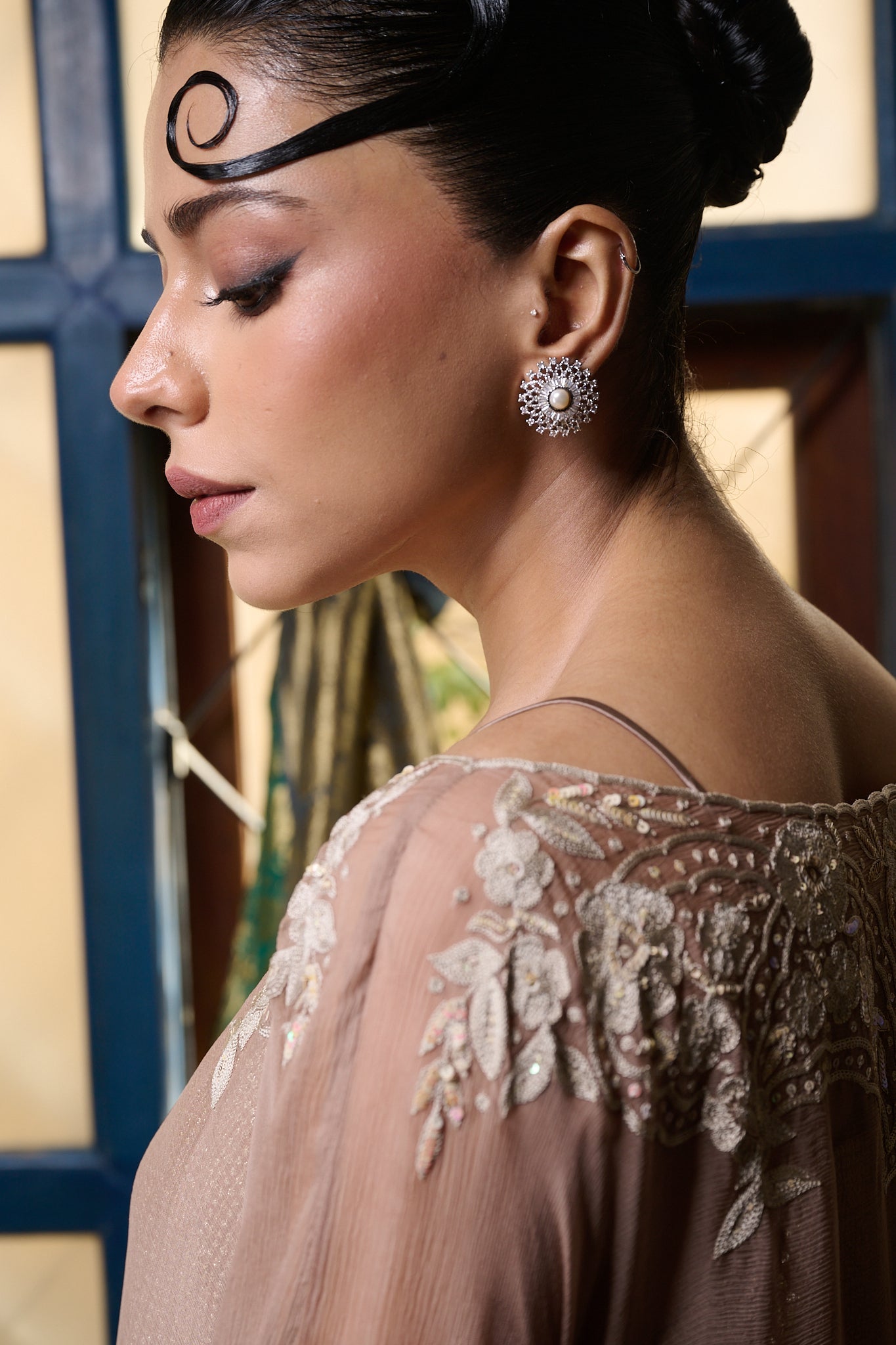 Maheem Khan - Venetian Lace  - DUSTY PINK - BLENDED SILK - 3 Piece