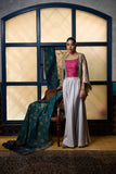 Maheem Khan - Silver Grey Lehnga - PALE BLUE GREY - BLENDED SILK - 1 Piece