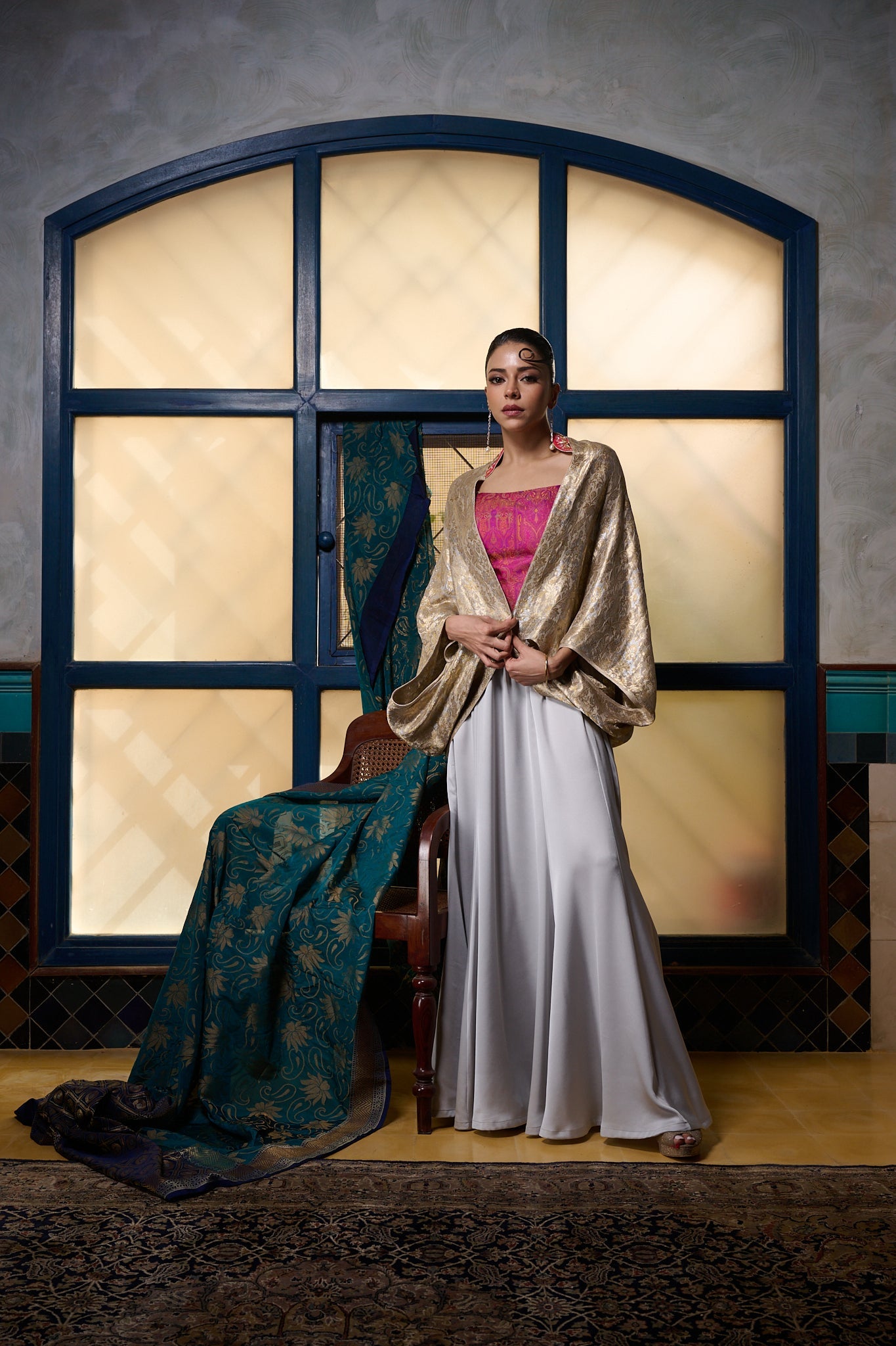Maheem Khan - Silver Grey Lehnga - PALE BLUE GREY - BLENDED SILK - 1 Piece