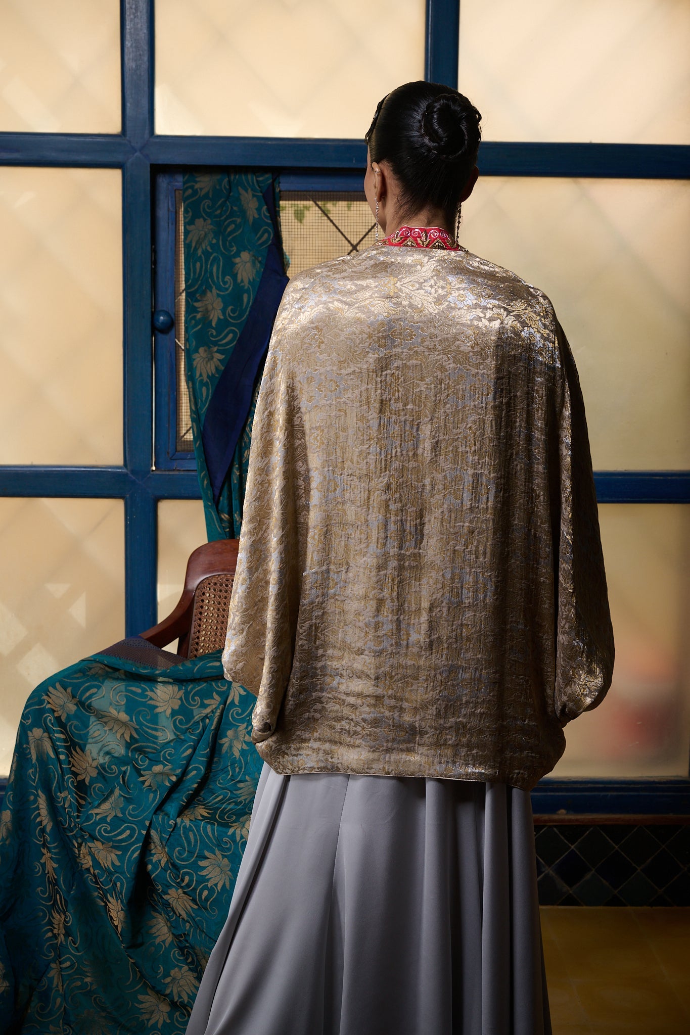 Maheem Khan - Cape Jacket - GOLD - BROCADE - 1 Piece