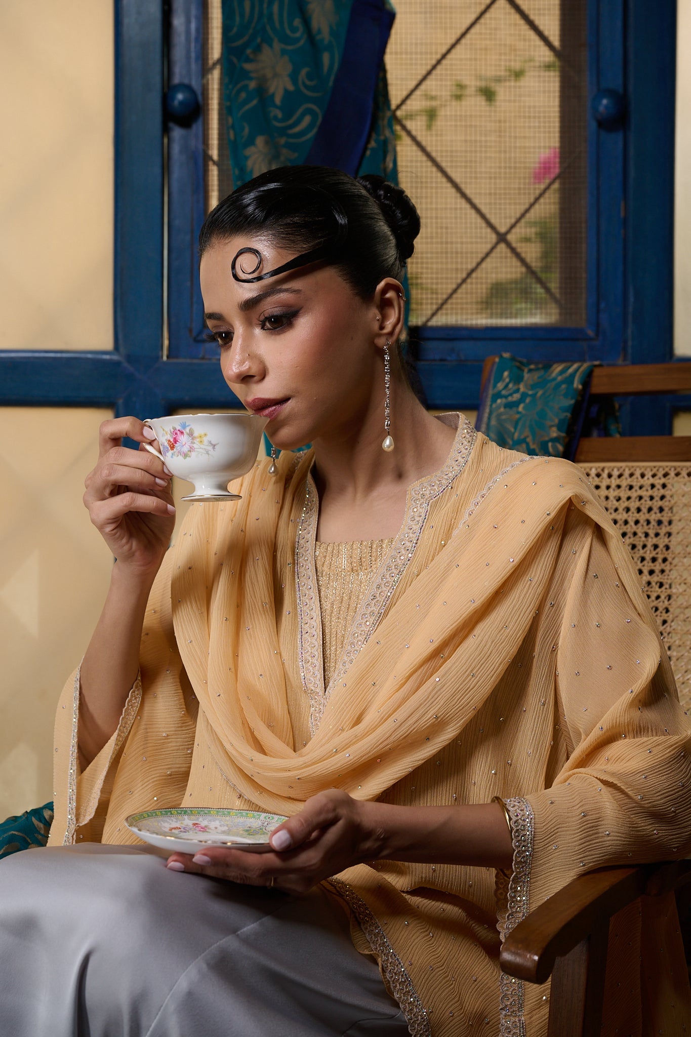 Maheem Khan - Pale Amber - PEACH - BLENDED SILK - 1 Piece
