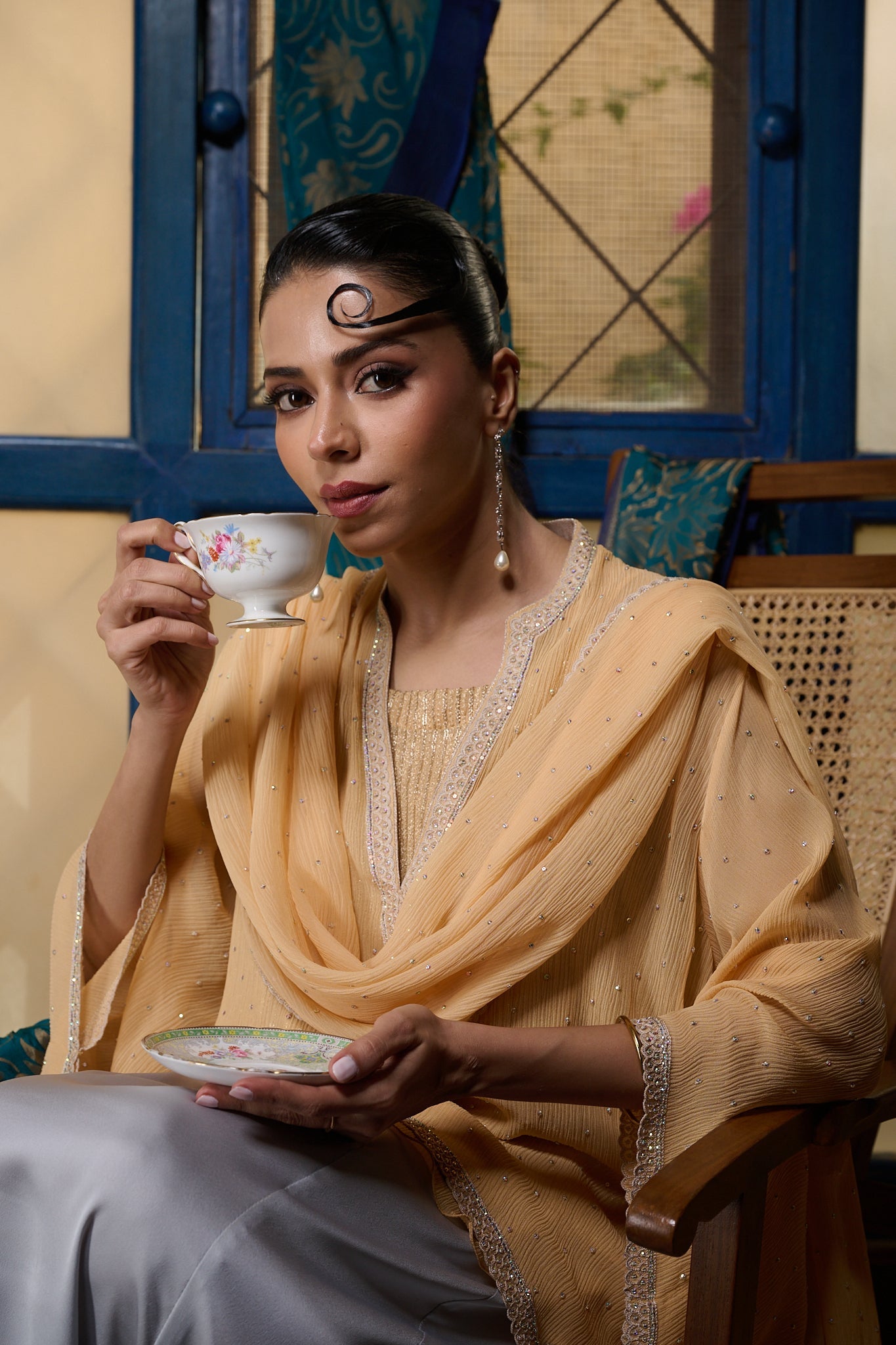 Maheem Khan - Pale Amber - PEACH - BLENDED SILK - 1 Piece