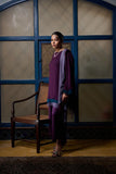 Gulabo - AMYTHEST - Blended Chiffon + Satin Silk - Purple Emerald/Grey - 3 Piece
