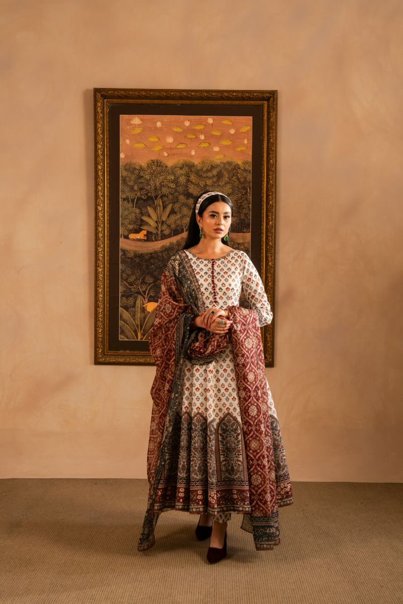 Maria Osama Khan - Nair  - white - Lawn & Tissue silk - 3 Piece