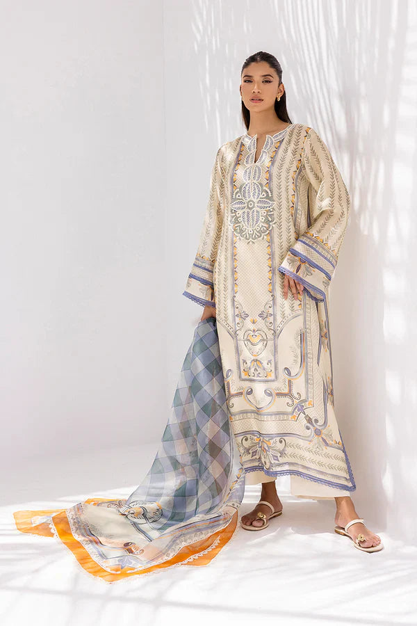 Sania Maskatiya - Nora - Cotton Net / Crepe / Pure Raw Silk / Organza - Ivory - 4 Piece