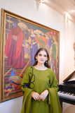 Fozia Khalid - OLIVE Green - Silk & Organza - 3 Piece