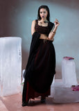 Shahid Chuhan - Obsidian Flame Chiffon, Silk Saree For Women - Black