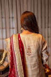 Omal by Komal - Zeba - Off White - Maysuri & Jacquard Organza - 4 Piece