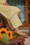 Omal by Komal - Leena - Lemon Yellow - Lawn & Chiffon - 3 Piece