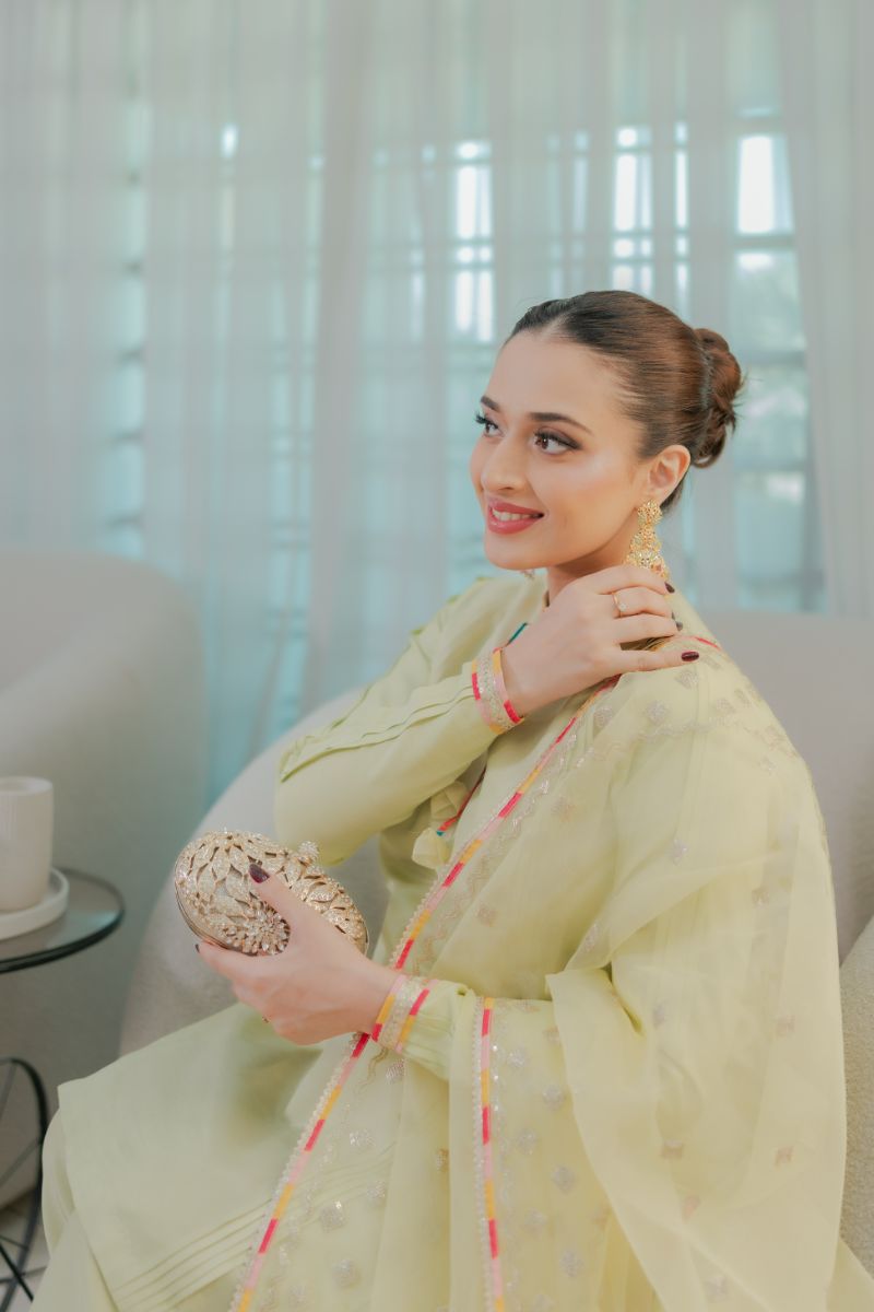 Fozia Khalid - PISTACHIO Green - Silk & Organza - 3 Piece
