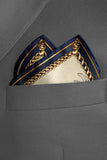 Black Wolf - NEW BELT CHAIN SILK POCKET SQUARE - OFF WHITE - SILK - 1 Piece