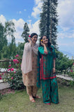 Saba Qamar Zaman in Vivian by Maria Osama Khan- Green - Grip Silk & Tissue Silk - 3 Piece