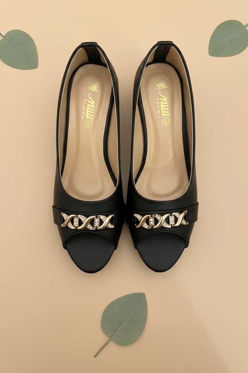 Milli Shoes - Peep Toe Wedge Heel - Black