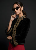 Maheen Khan - Imperial Silk Velvet Jacket For Women - Black - 1 Piece