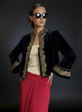 Maheen Khan - Imperial Silk Velvet Jacket For Women - Black - 1 Piece