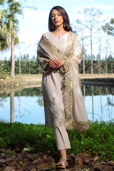 Natasha Kamal - Gorgette Chiffon Pine Suit For Women - Nude - 3 Piece