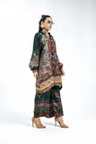 Laleen - Prism Raw Silk Suit For Women - Bottle Green - 2 Piece
