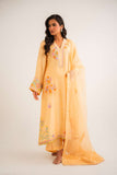 Leon -Lyra Sheesha Silk Suit For Women - Butter Yellow - 2 Piece