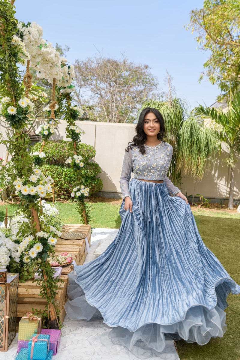 Alishba Kashif - ROYA AZURE - Blue - silk - 3 Piece