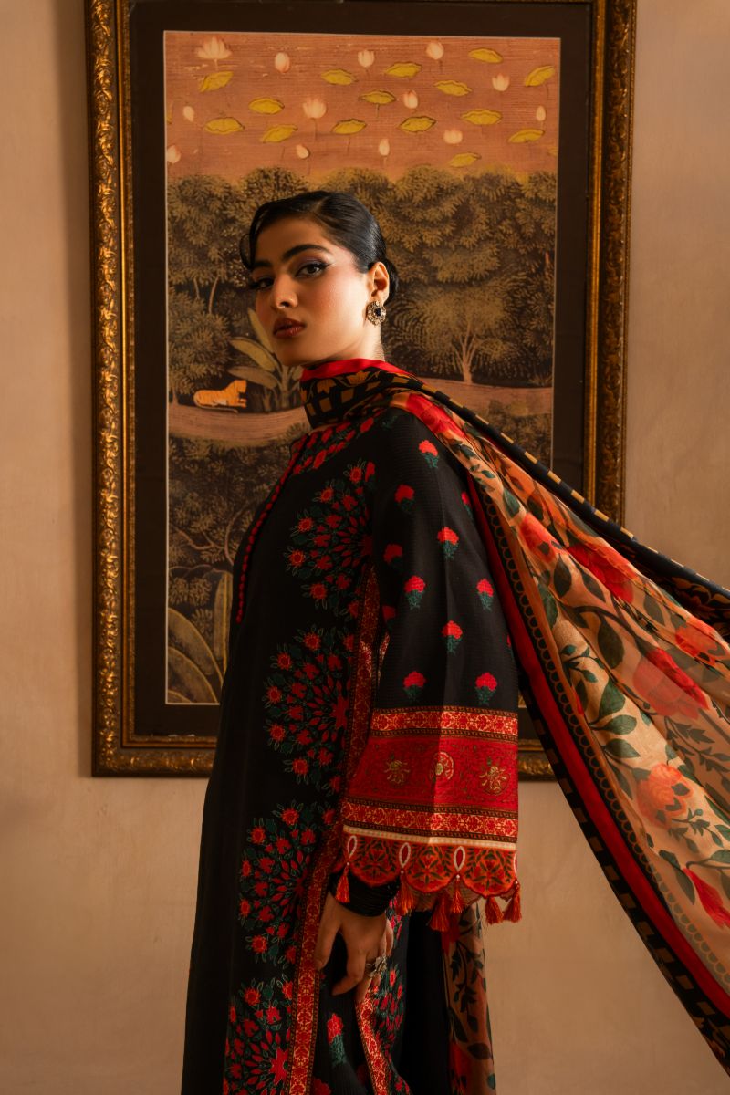 Maria Osama Khan - Raila  - Black - Lawn & Organza - 3 Piece