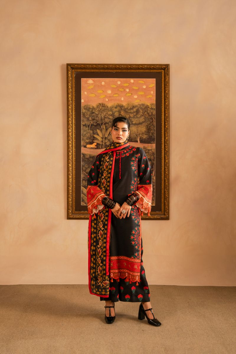 Maria Osama Khan - Raila  - Black - Lawn & Organza - 3 Piece