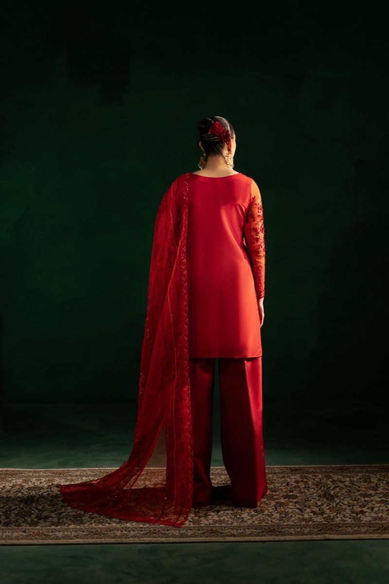 Red Rang Maria Osama Khan - Rang-e-Jashan - Red - ORGANZA & Grip SILK - 3 Piece ...