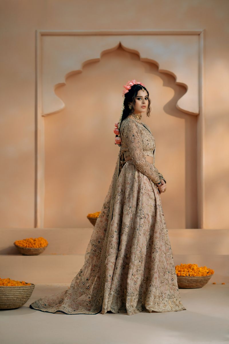 Fozia Khalid - Rasam - Organza - Beige - 3 Piece