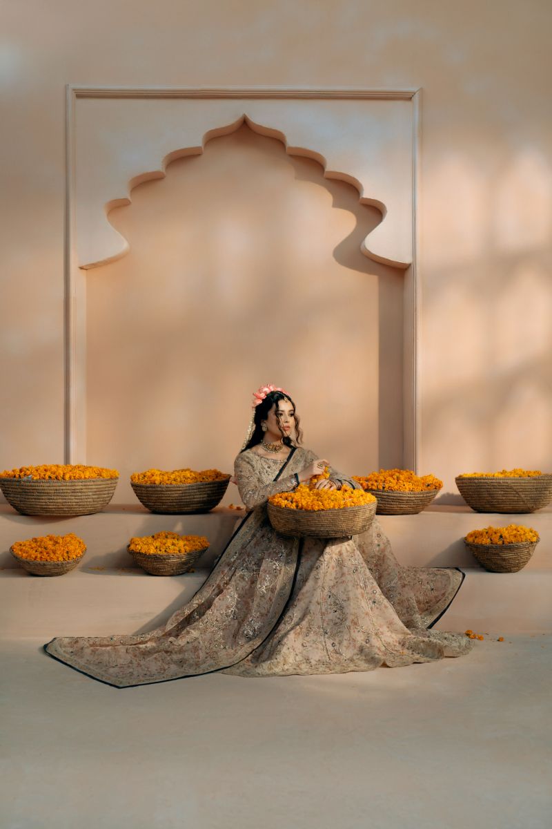 Fozia Khalid - Rasam - Organza - Beige - 3 Piece