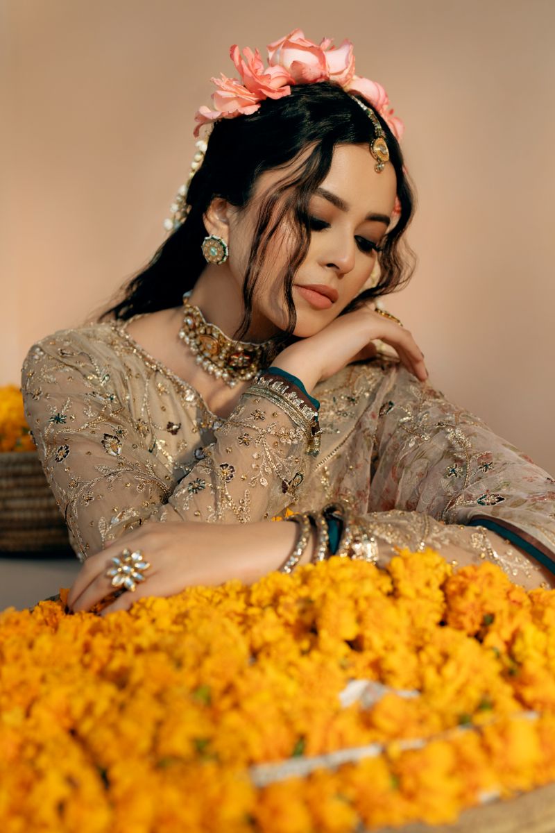 Fozia Khalid - Rasam - Organza - Beige - 3 Piece