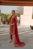 Laleen - Red Jewel Organza Suit For Women - Red - 3 Piece