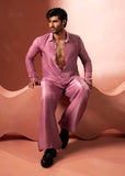 Shahid Chuhan - Rosaric Silk Co-Ord Set For Men - Dusty Rose