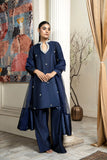 Laleen - Roshni Katan Silk Suit For Women - Blue - 3 Piece