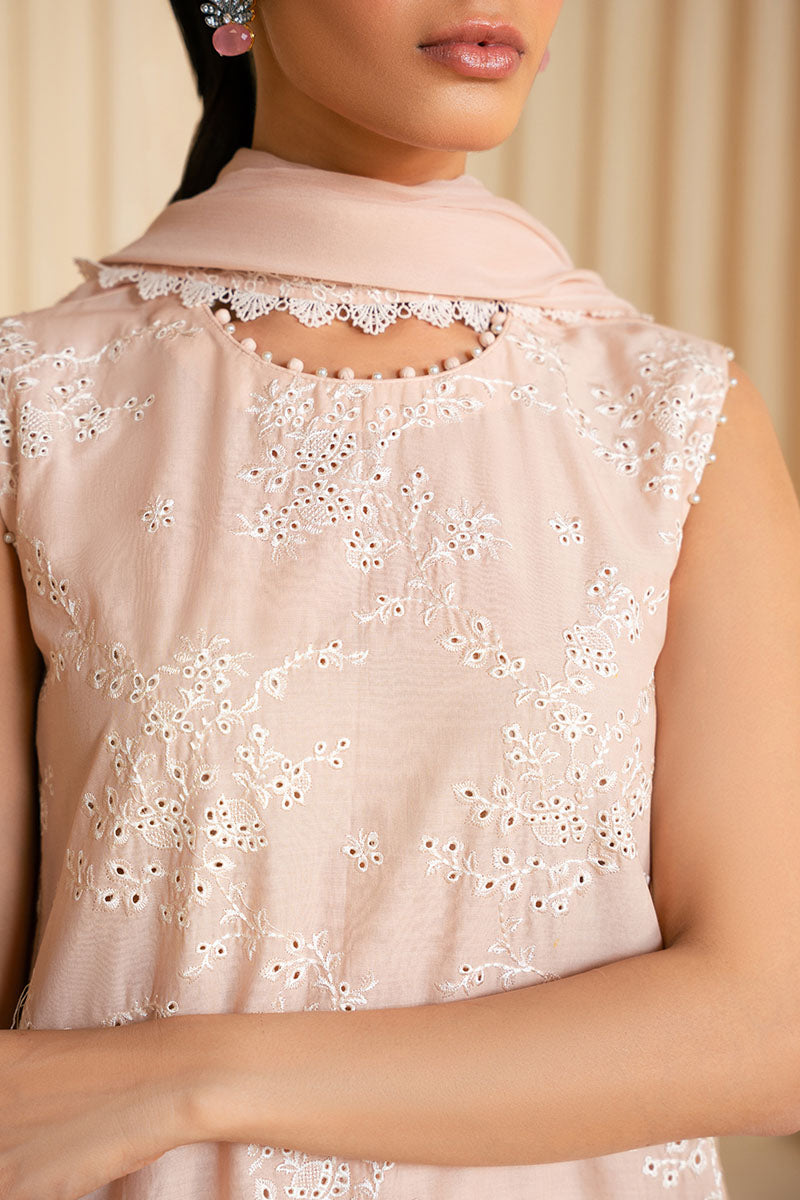 Cross Stitch - ROSY DUSK - Chikankari Lawn - 3 Piece - Unstitched