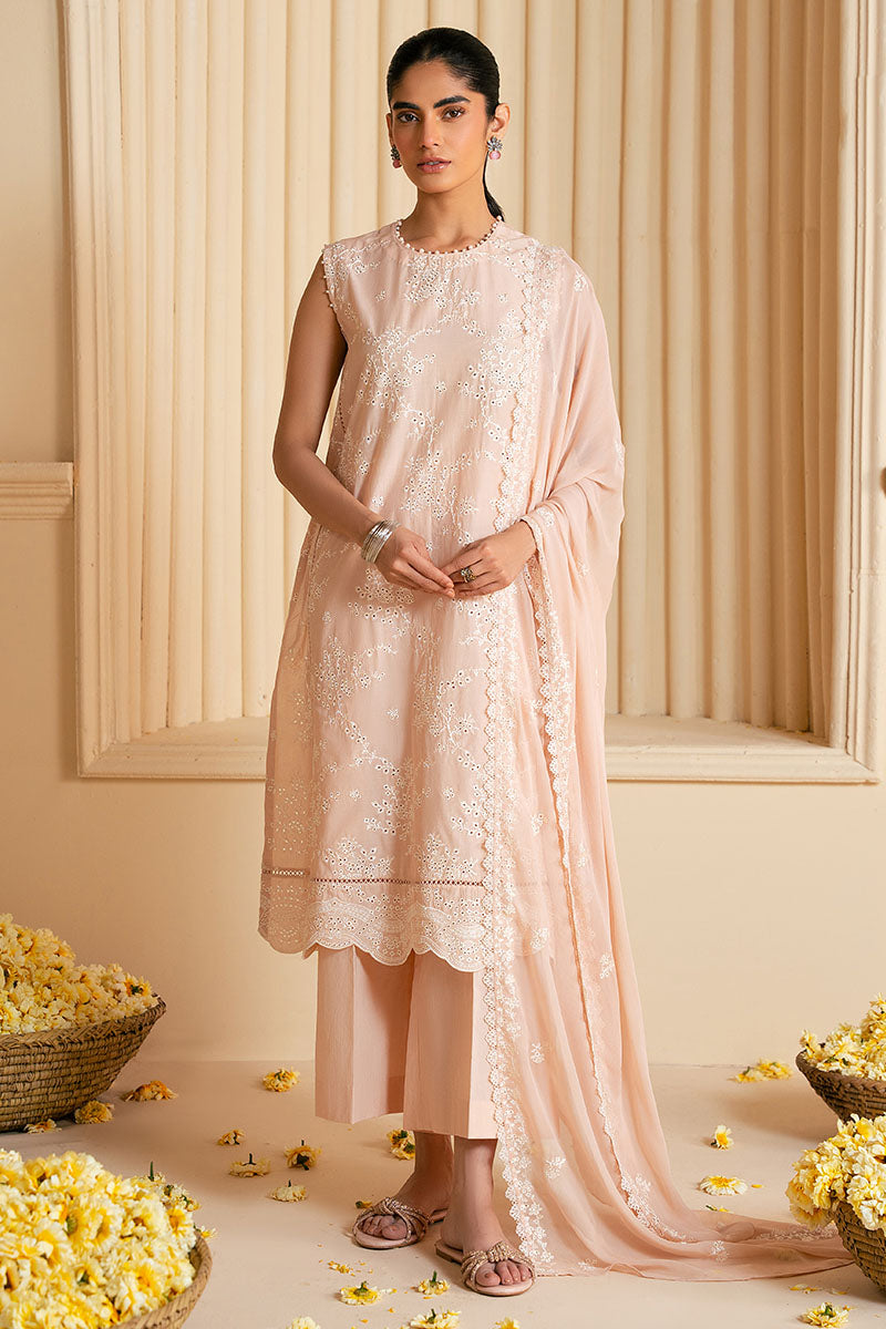 Cross Stitch - ROSY DUSK - Chikankari Lawn - 3 Piece - Unstitched