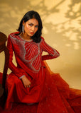 Shahid Chuhan - Ruby Rouge Silk Suit For Women - Orange