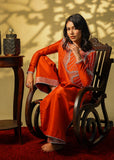 Shahid Chuhan - Ruby Rouge Silk Suit For Women - Orange
