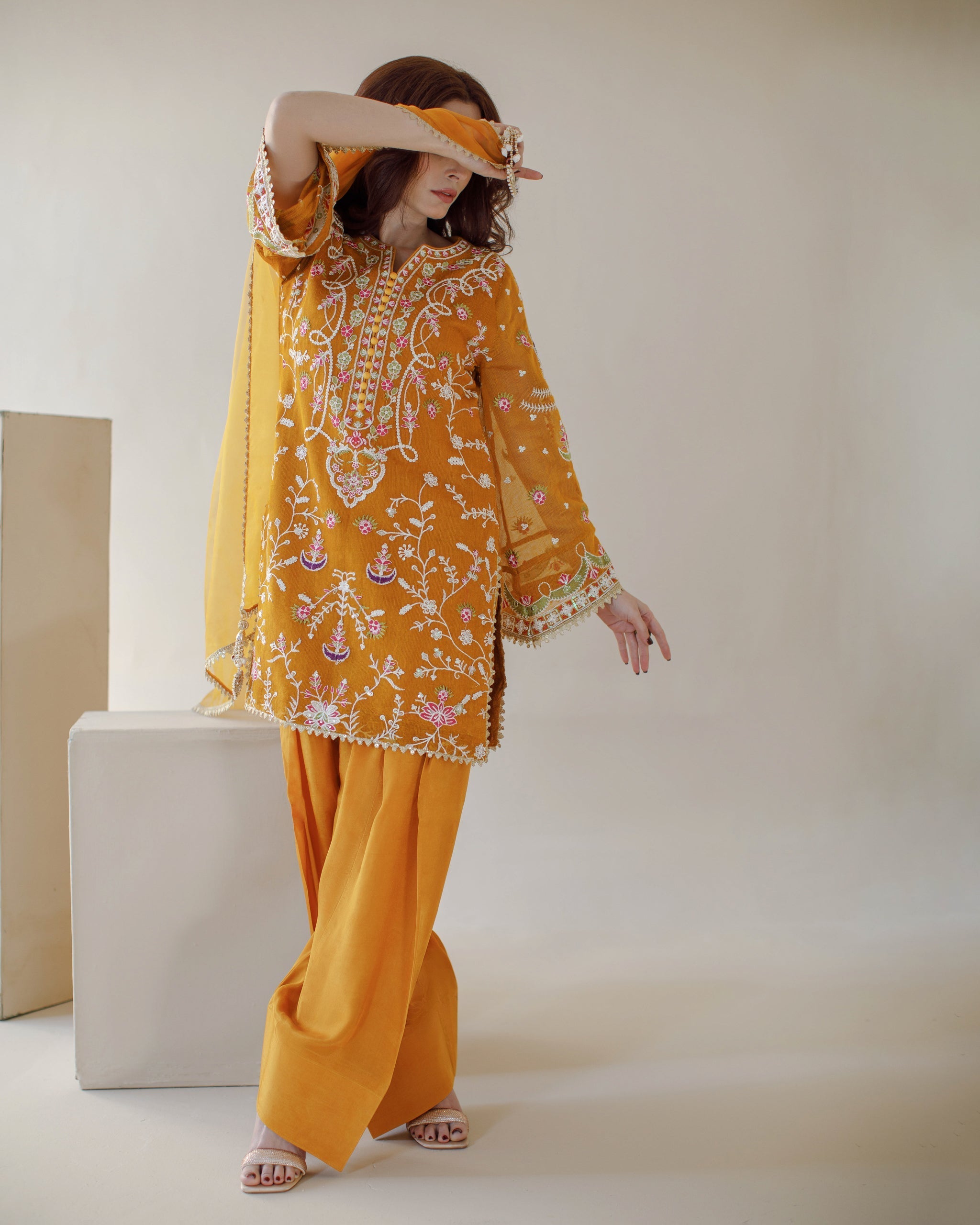 Ombrella - Sunshine - Khaadi Net - Mustard - 3 Piece